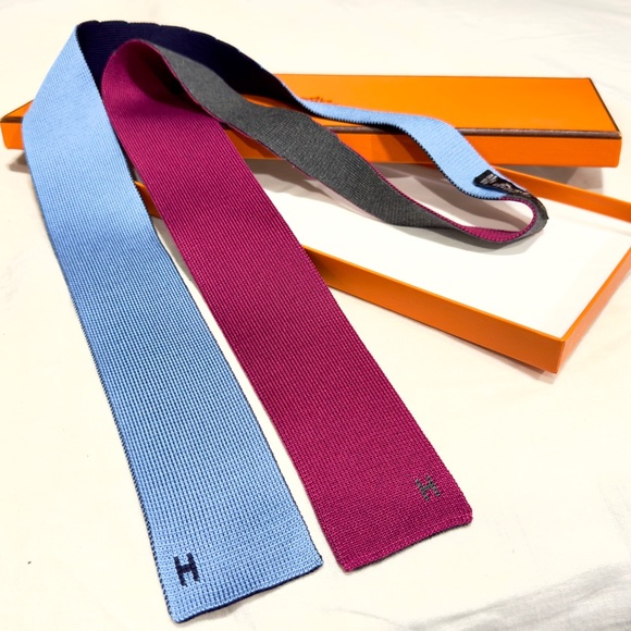 🔥HERMES EXCLUSIVE🔥🆕💯AUTH HERMES Maille De Soie 4 Temps Muti Seasons Tie😍 - Picture 12 of 17